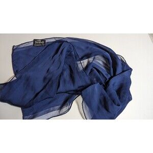 Vintage Blue Striped Silk Ray Strauss Scarf flowy office casual bohemian costal‎